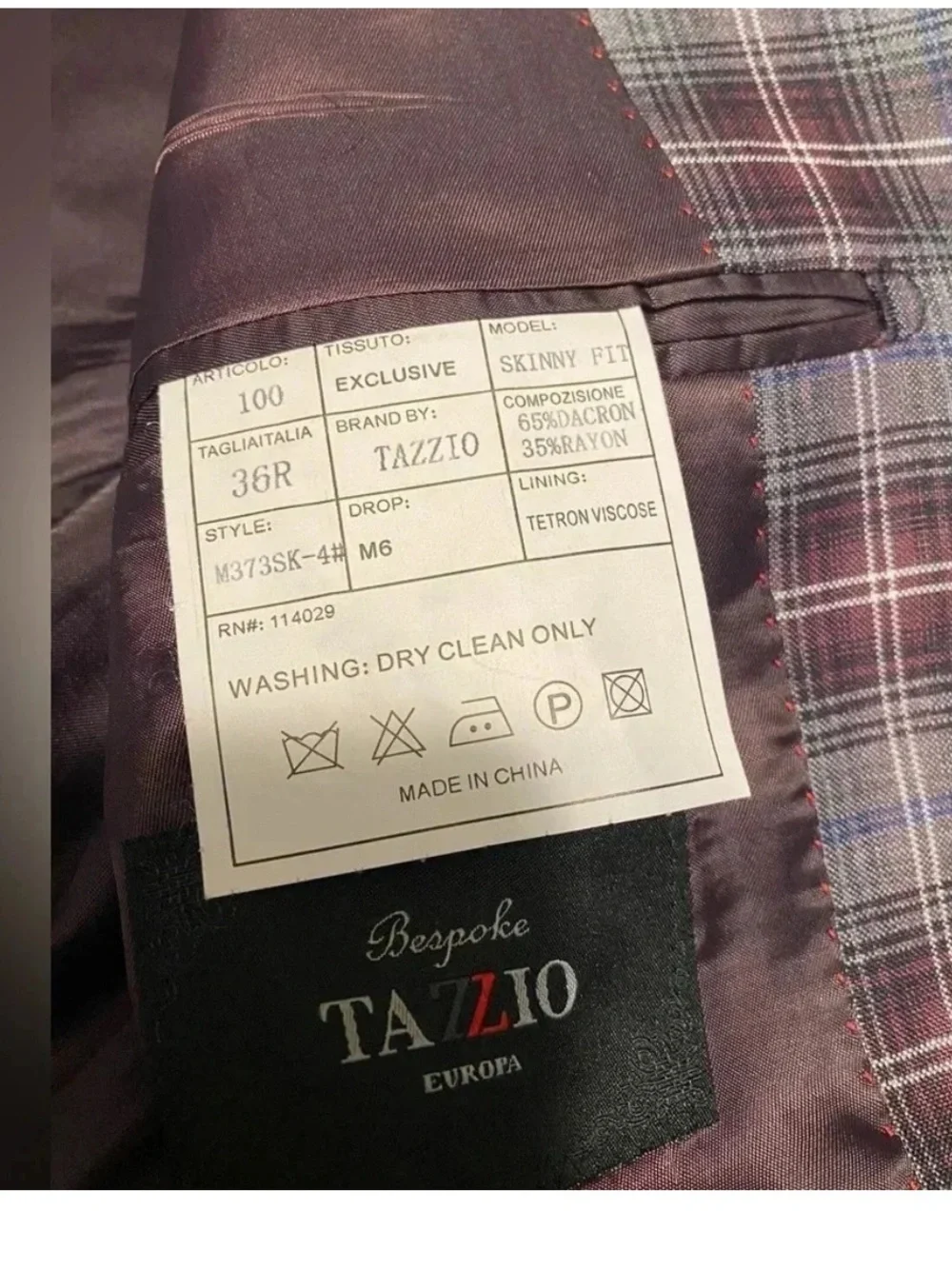 Men’s Bespoke Tazzio Skinny Fit Plaid Two Piece Suit